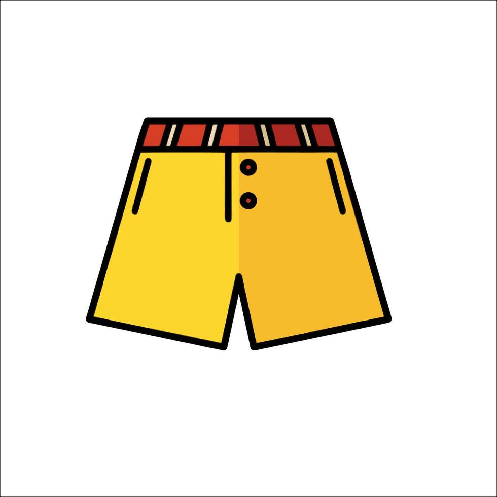 A yellow shorts with red and black stripes vector