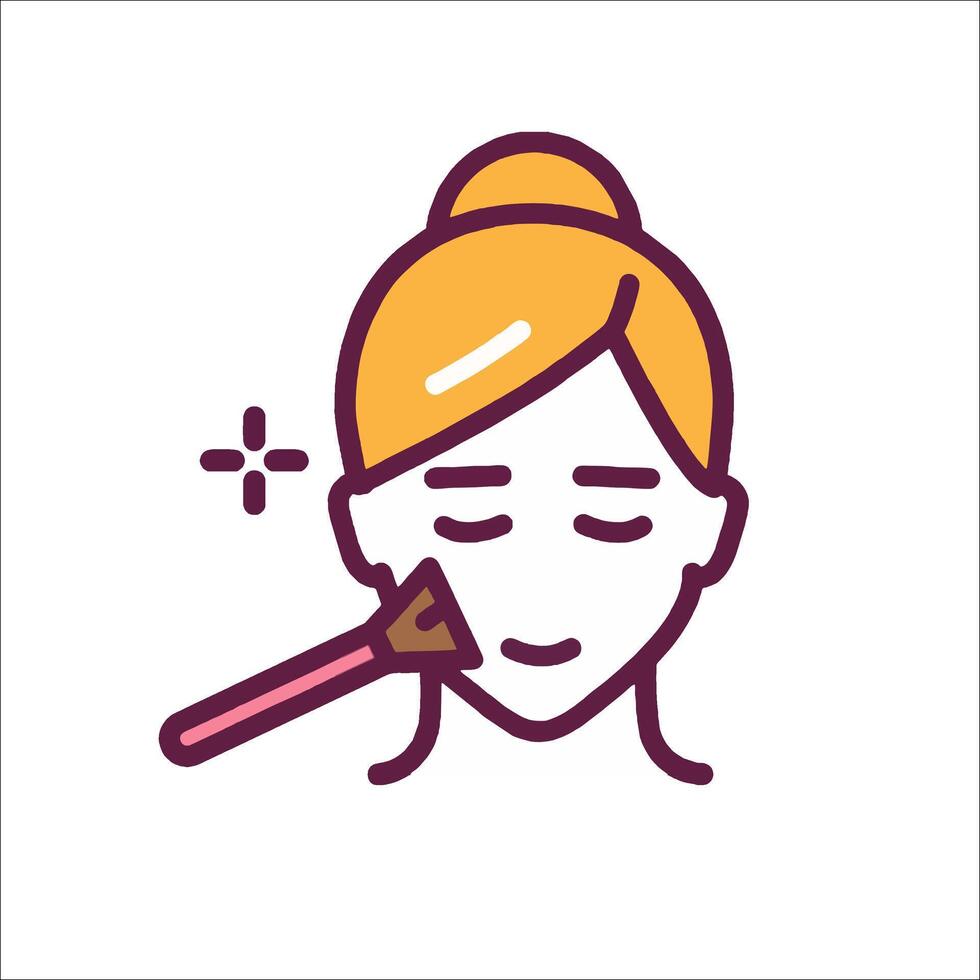 A woman is applying makeup with a brush vector