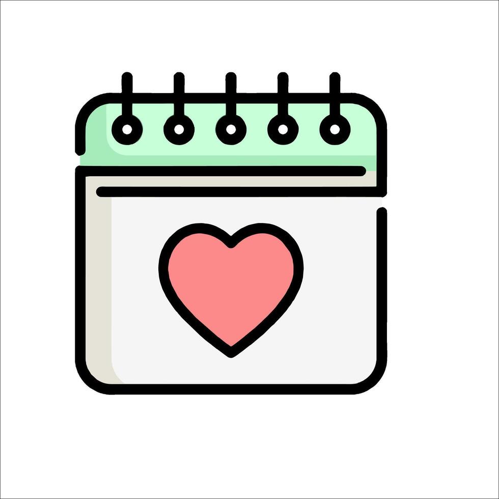 A calendar with a heart on it vector