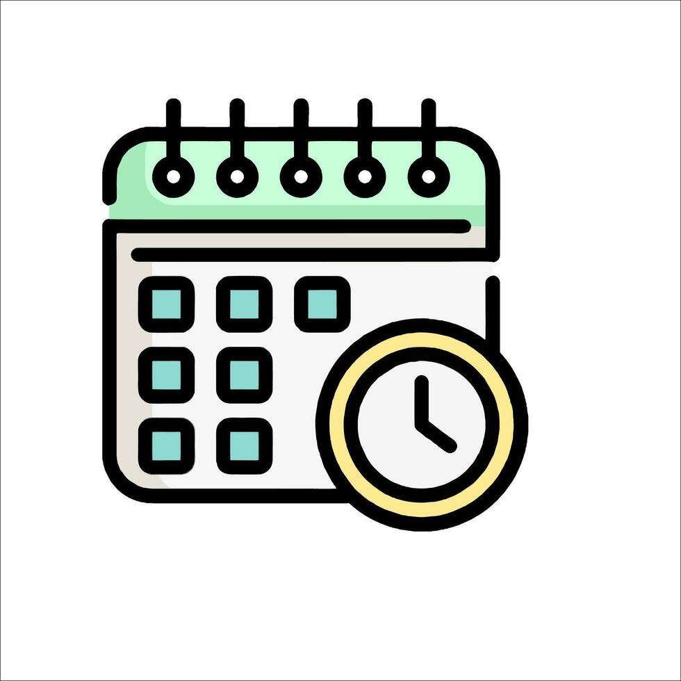 Calendar icon with clock and calendar vector