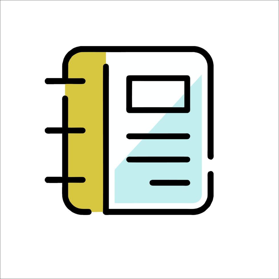 A notebook icon with a pen and paper vector