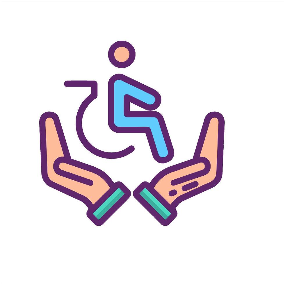 Hand holding a wheelchair icon vector