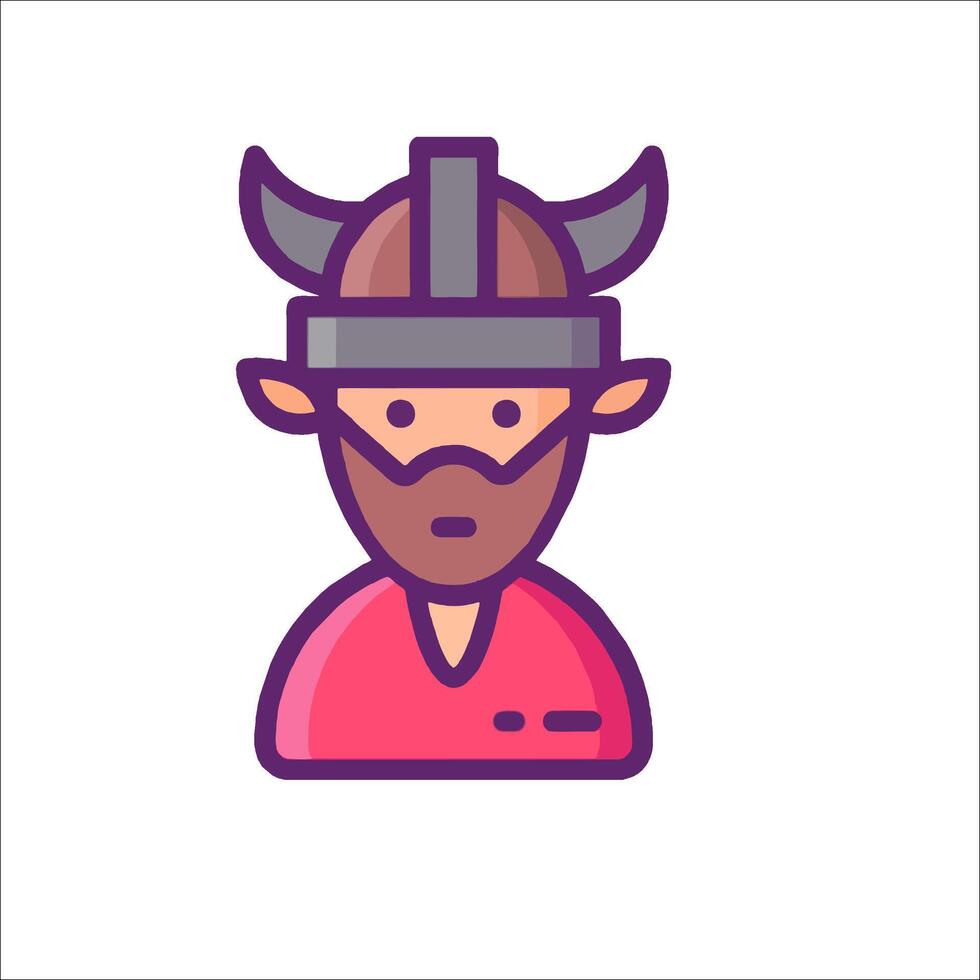 A cartoon viking man with horns on his head vector