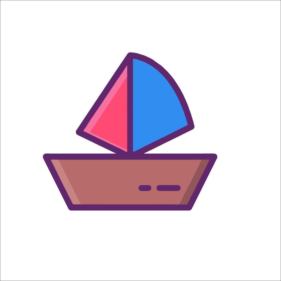 A sailboat icon with a blue and pink sail vector
