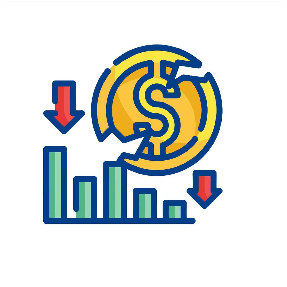 A dollar coin and bar graph icon vector