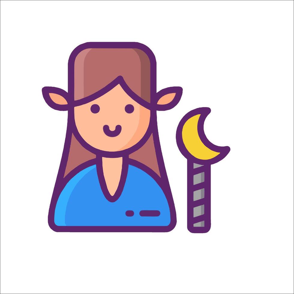 A woman with a wand and a crescent moon vector