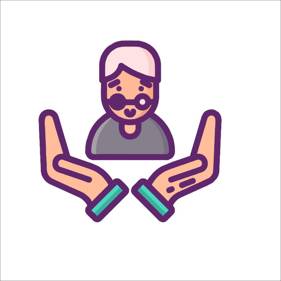 A man with glasses and a beard is holding two hands vector