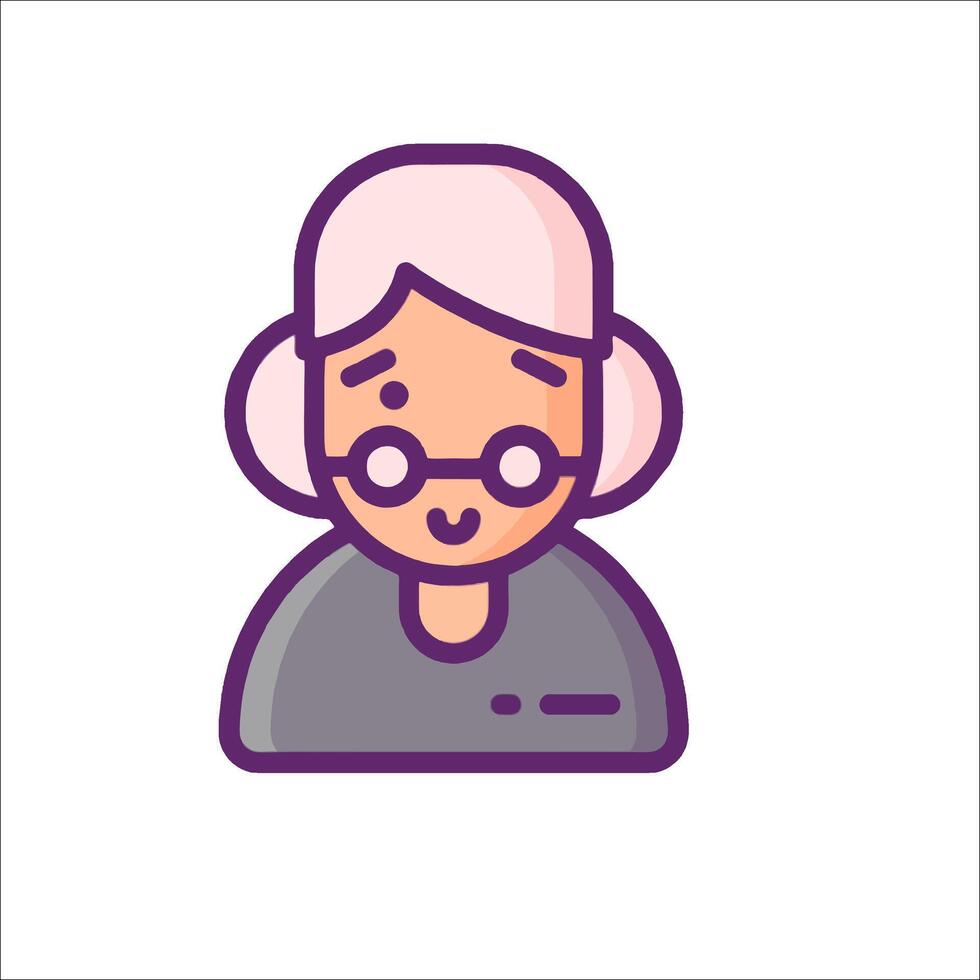An elderly woman with glasses and a hat vector