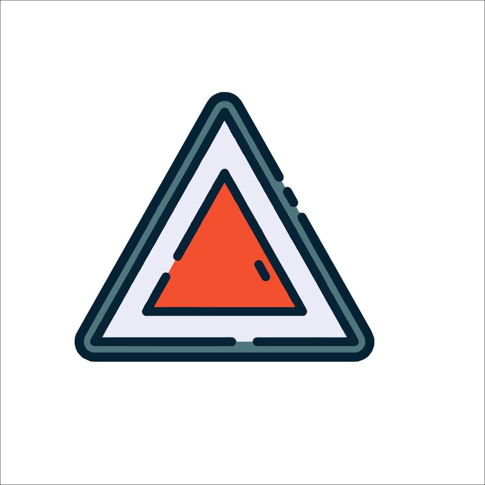 A red triangle with a red triangle inside it vector