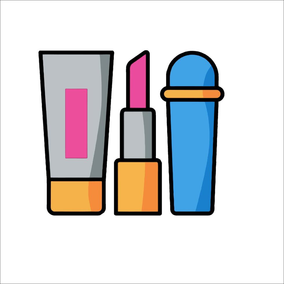 Lipstick and tube of lipstick icon illustration vector