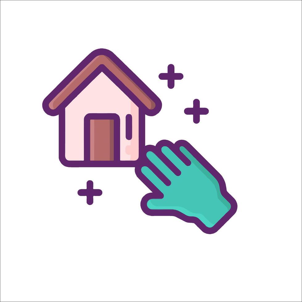 A hand reaching for a house icon vector