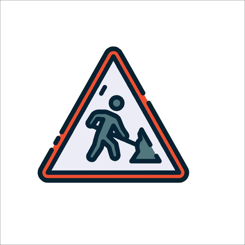A warning sign with a man walking on the ground vector