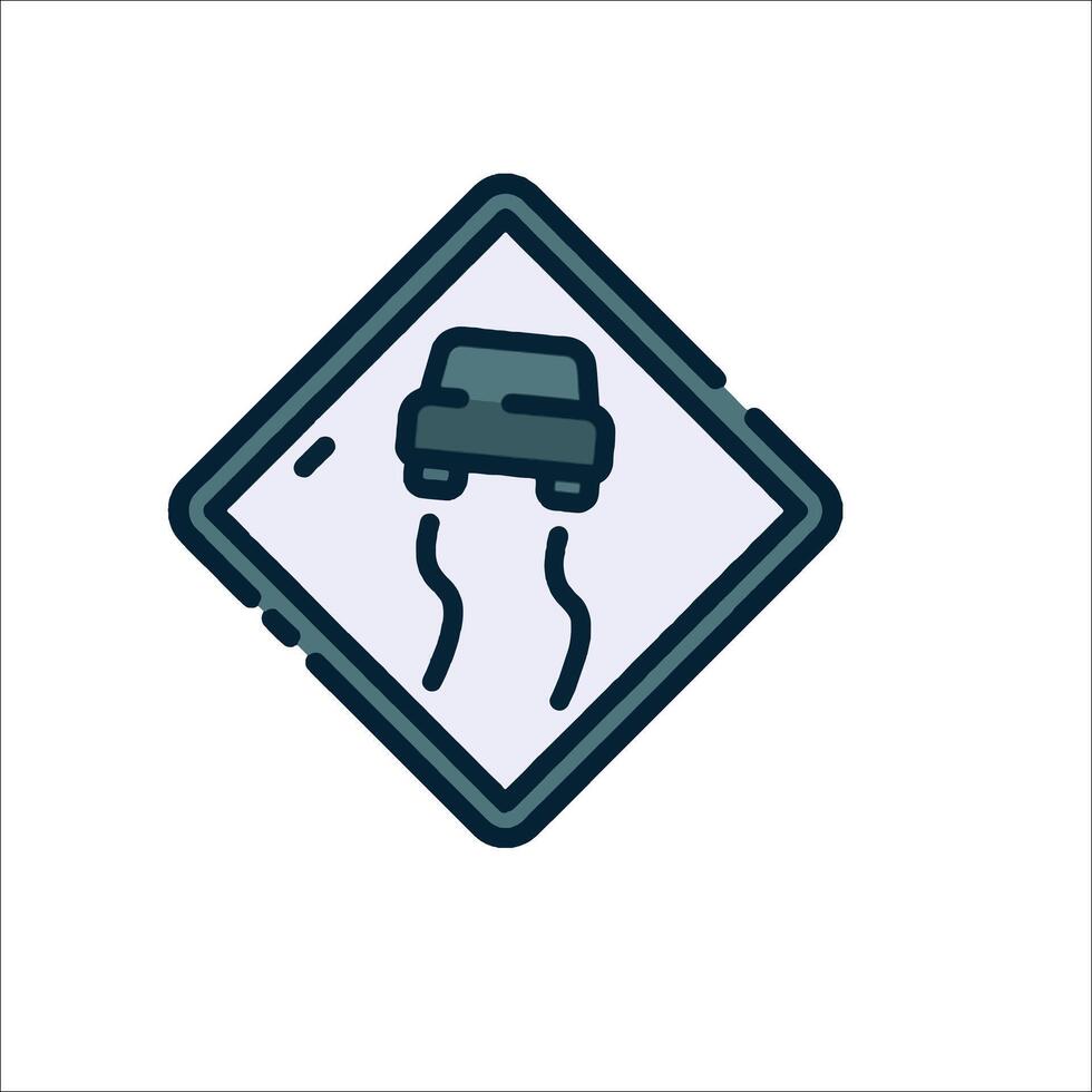A car driving over a road sign vector
