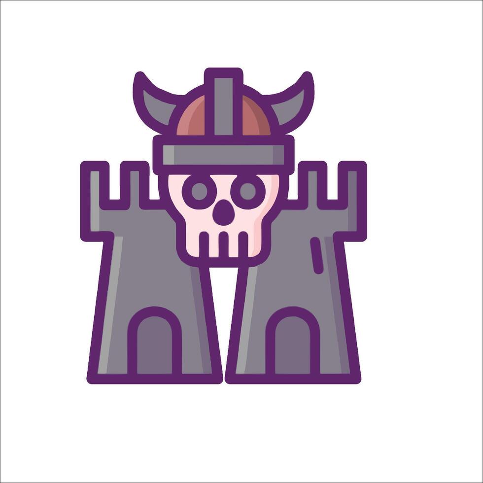 A skull with a helmet and a castle in the background vector