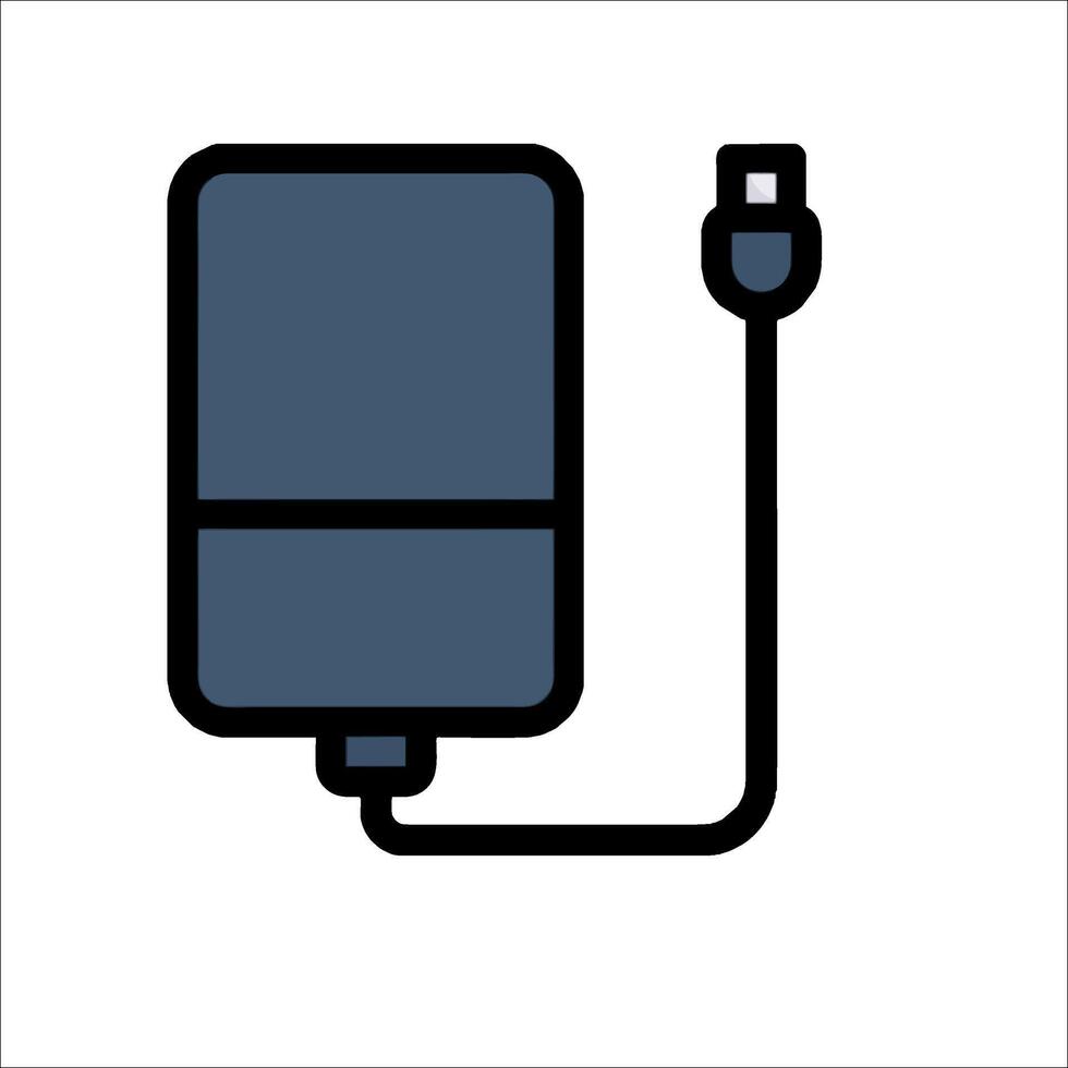 A black and white icon of a portable charger vector