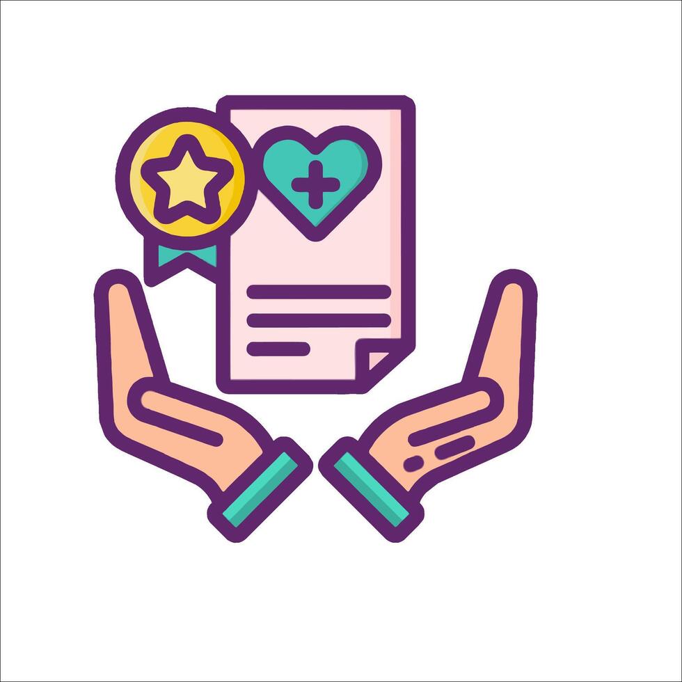 Two hands holding a paper with a heart and a certificate vector