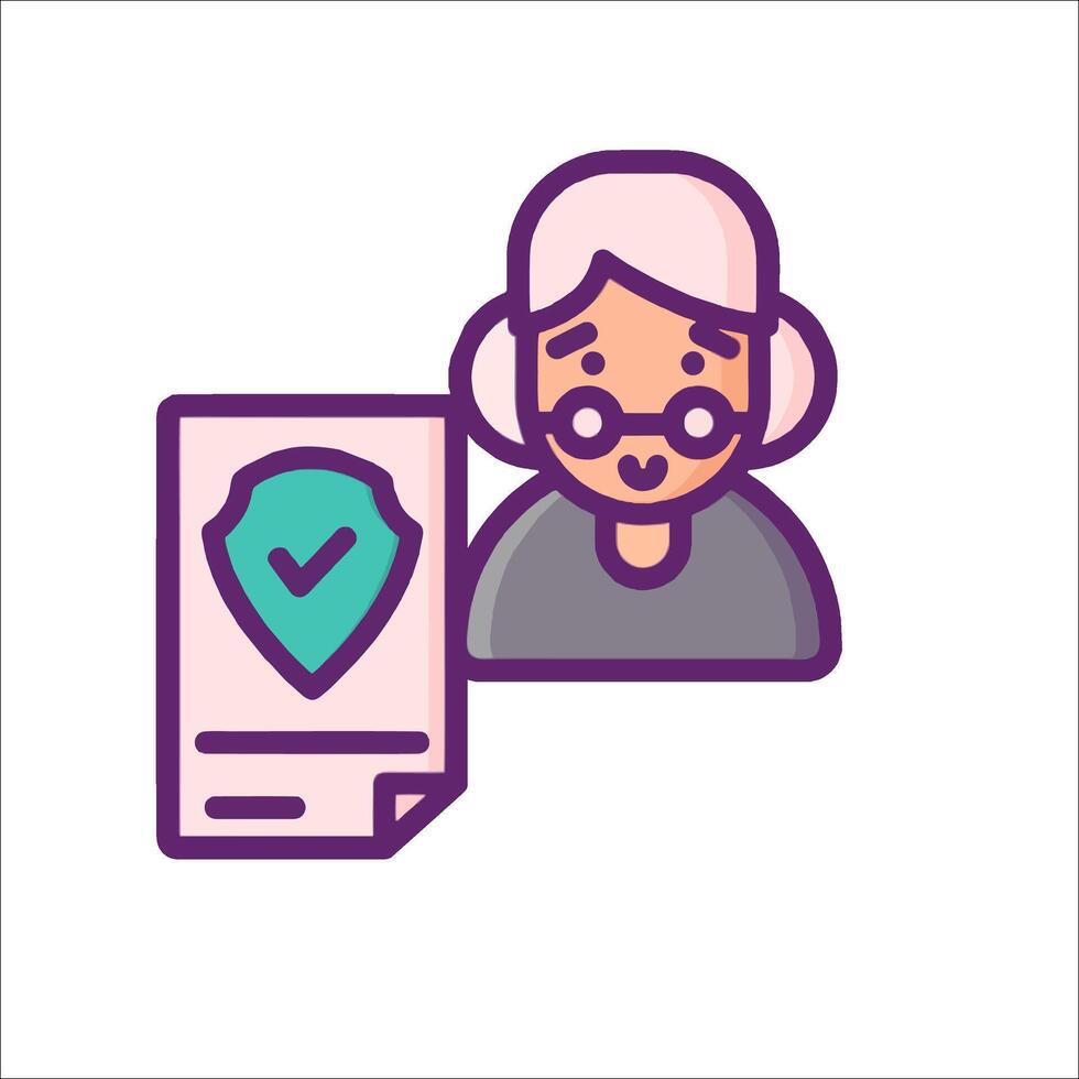 An elderly woman holding a document and a check vector