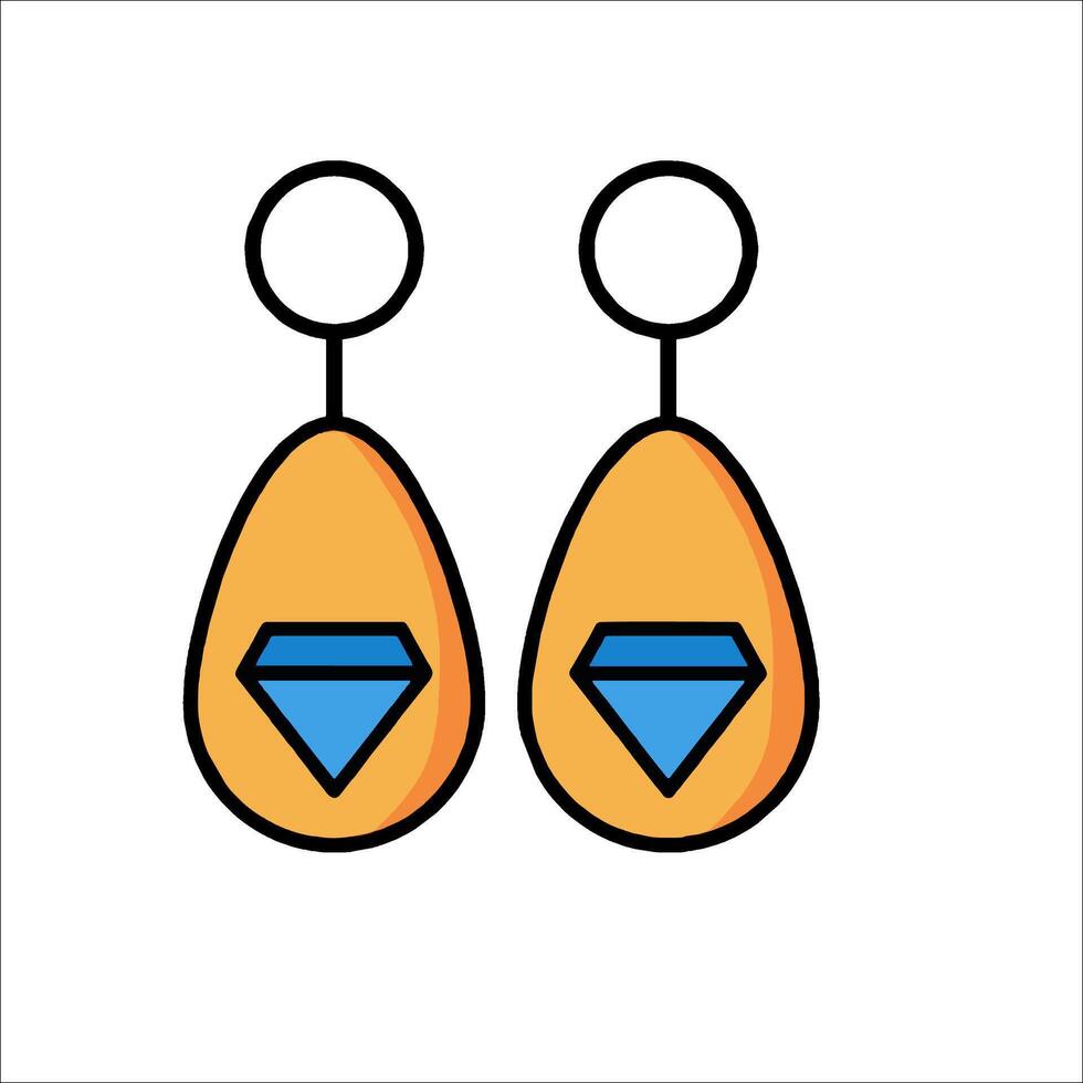 A pair of earrings with a blue diamond on one side vector