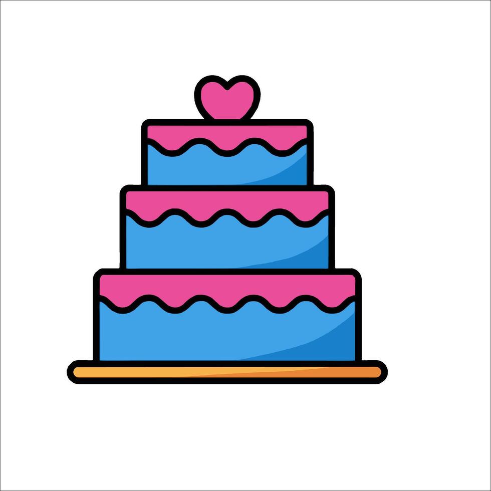 A cake with blue and pink icing on top vector