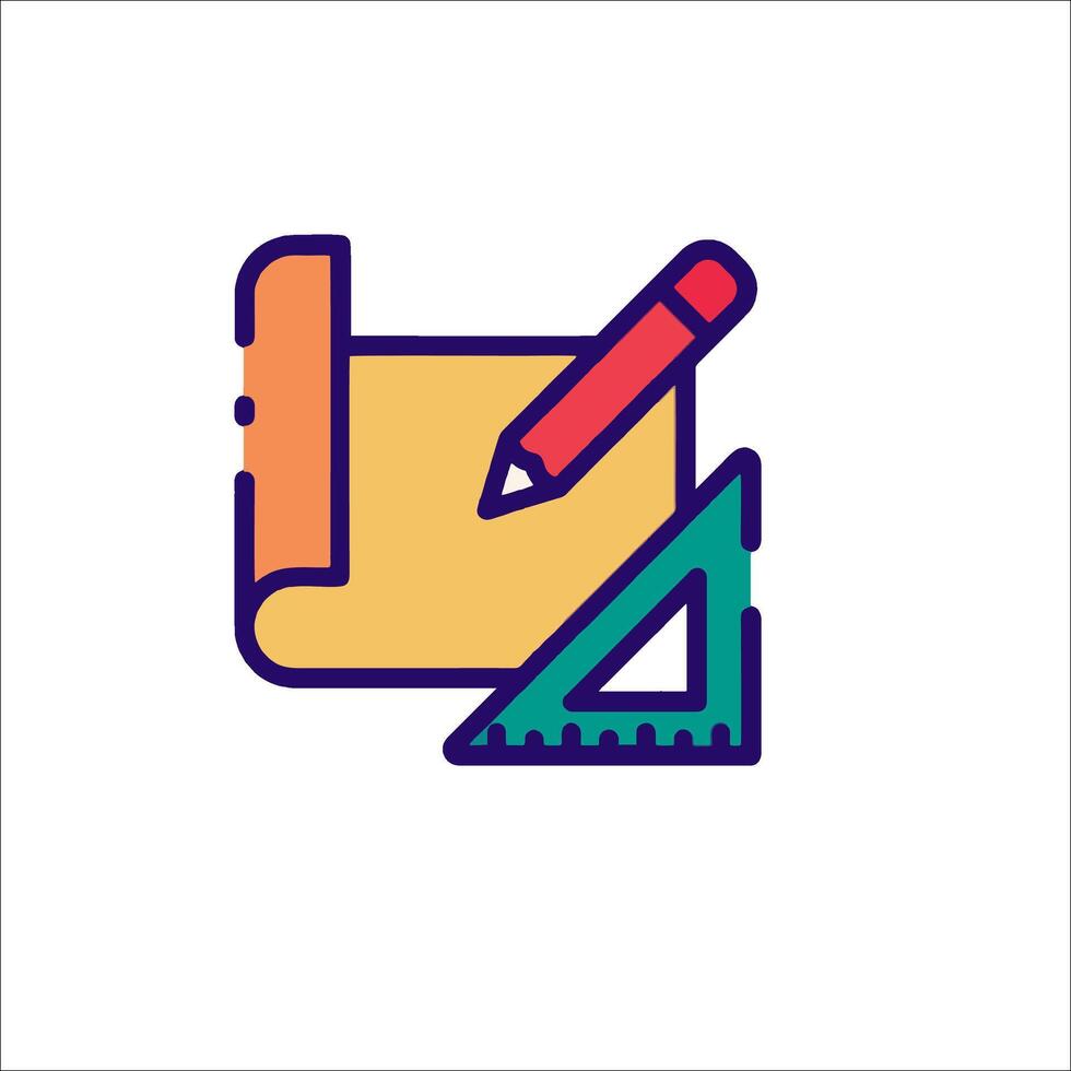 A pencil and ruler icon on a white background vector