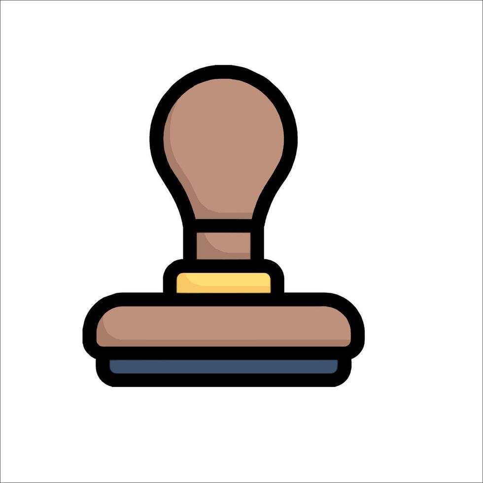 A stamp with a wooden handle and a gold ring vector