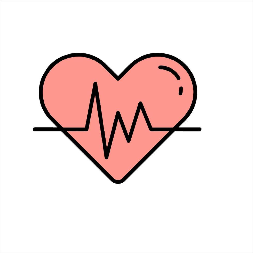 Heartbeat icon with a line of black and pink vector