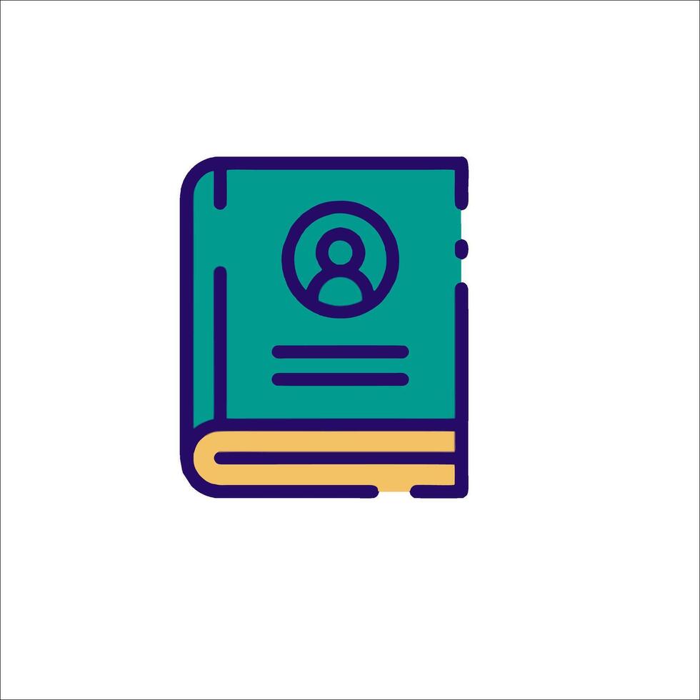 A book with a person in the middle and a circle icon vector