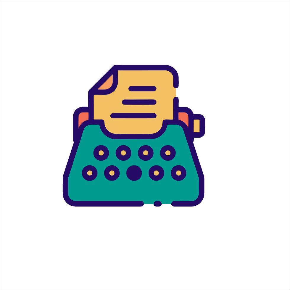 A typewriter icon with a piece of paper on top vector