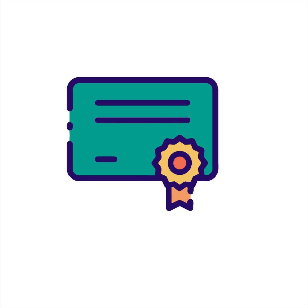 A certificate icon with a ribbon and a star vector