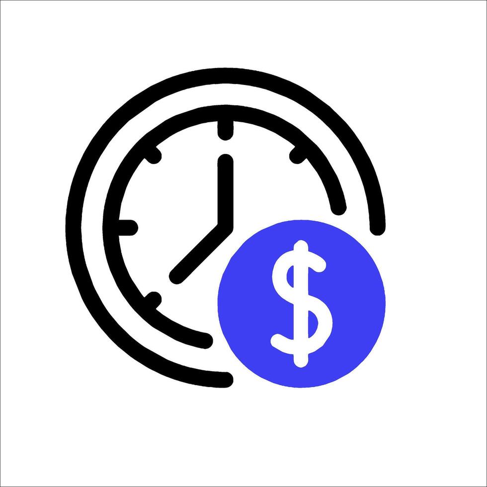 A clock and dollar sign icon vector