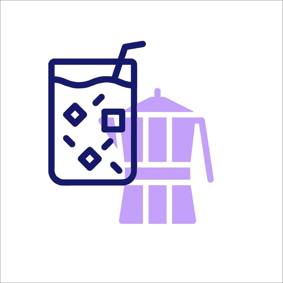A purple icon of a drink and a chair vector