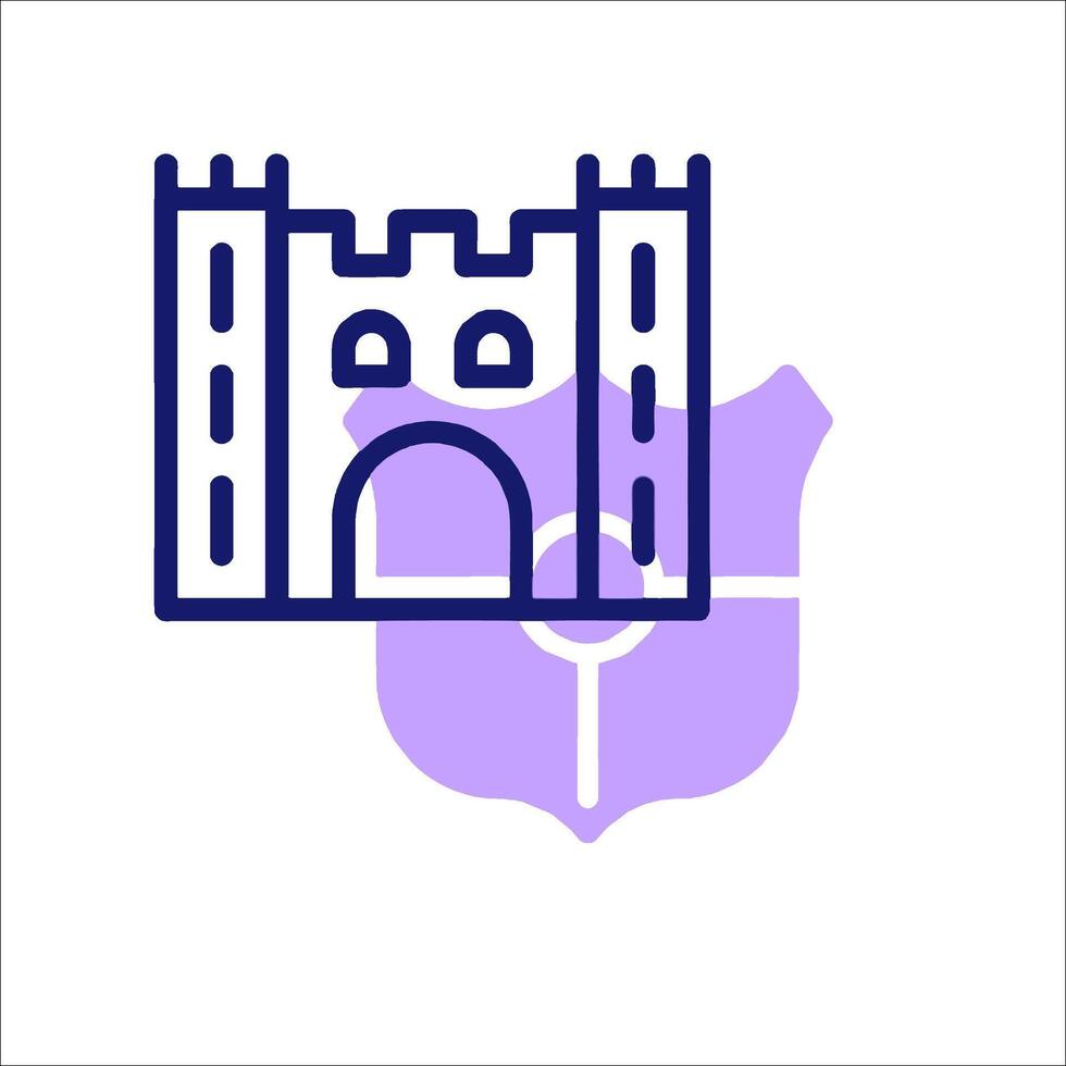 A castle icon with a purple background vector