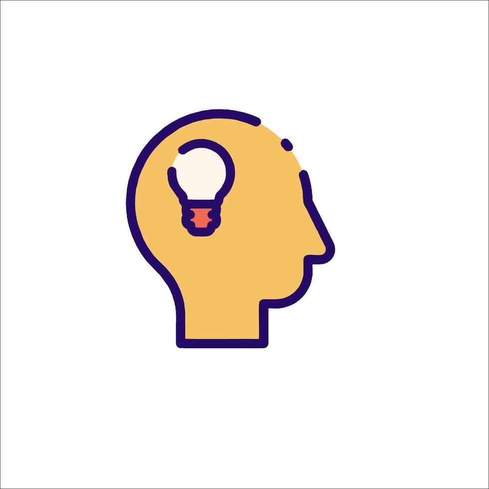 A person's head with a light bulb in it vector