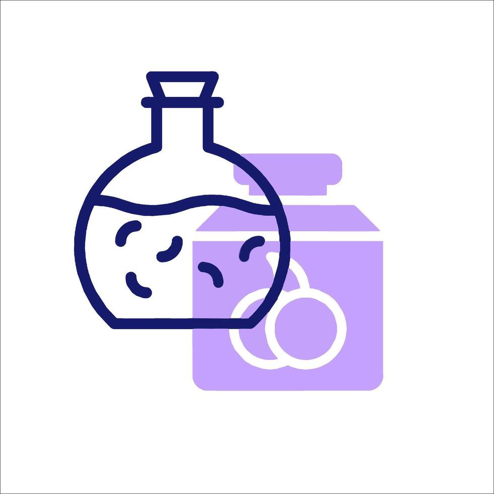A bottle with a liquid inside and a container with a liquid inside vector
