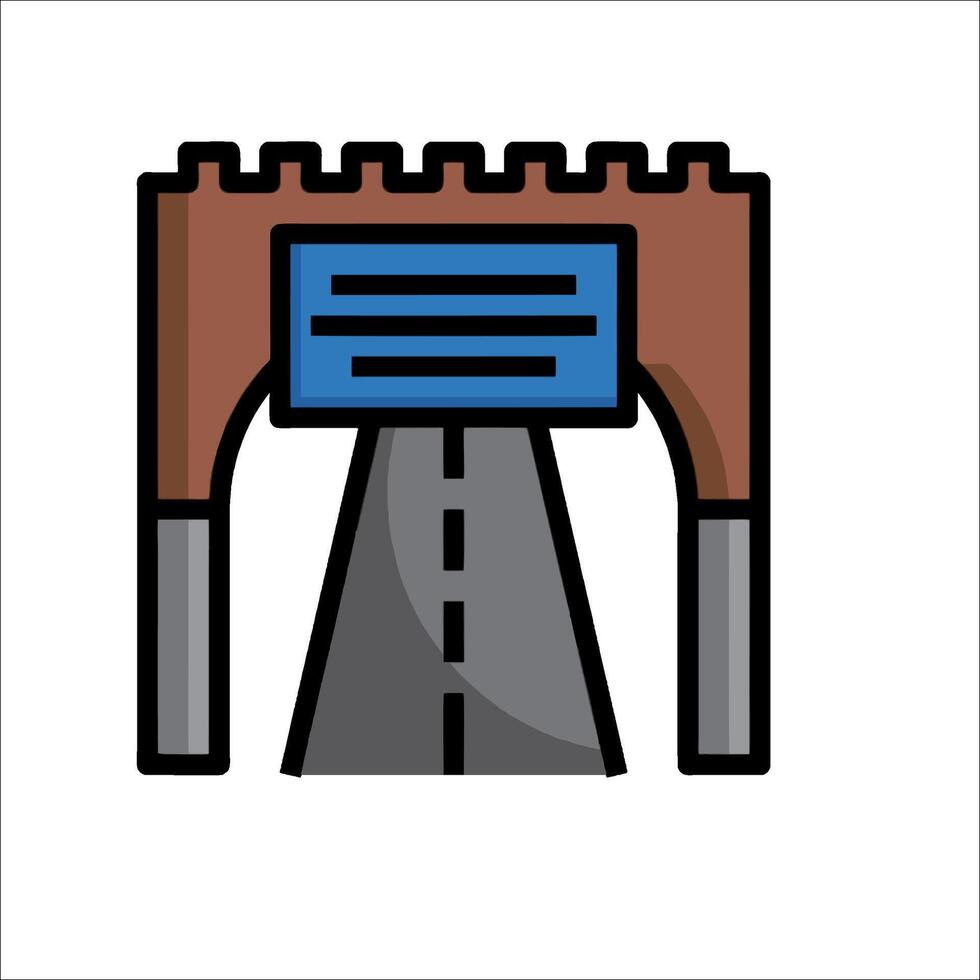 A bridge with a sign on it in a flat style vector