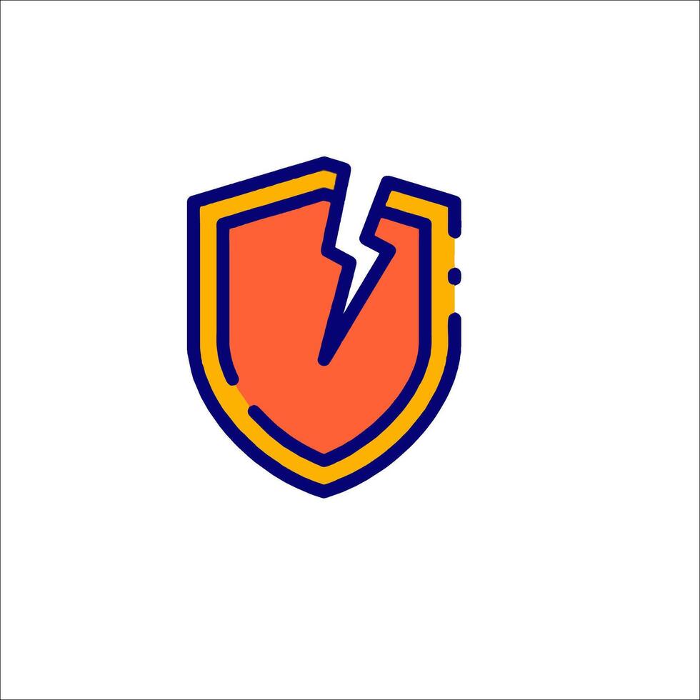 A shield with a lightning bolt on it vector