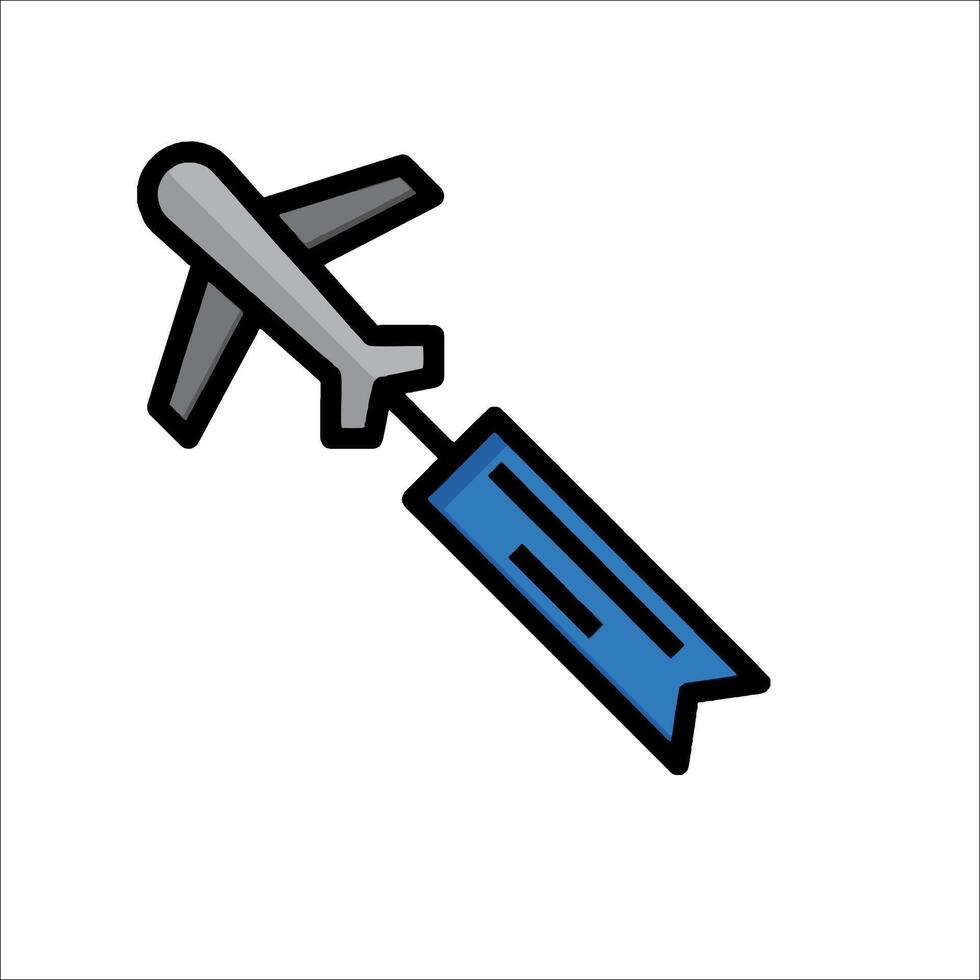 Airplane with blue ribbon icon illustration vector