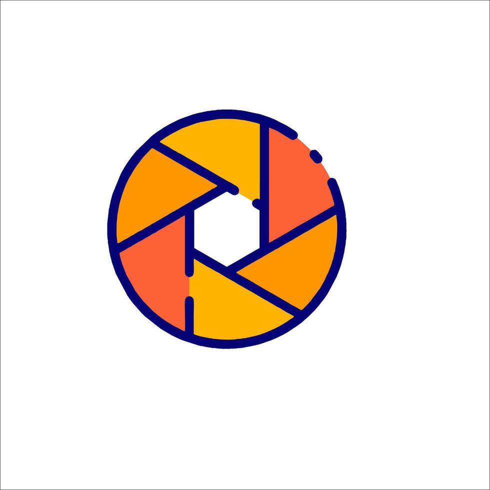 A circular logo with an orange and blue color scheme vector