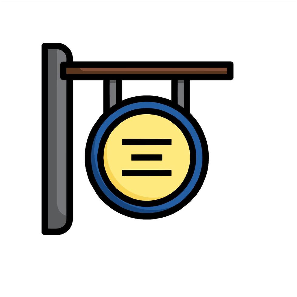 A sign hanging on a wall with a yellow coin vector