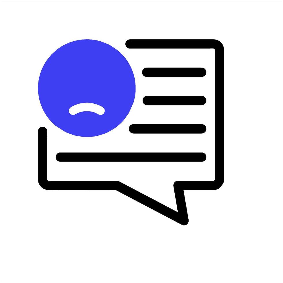 A speech bubble with a sad face vector