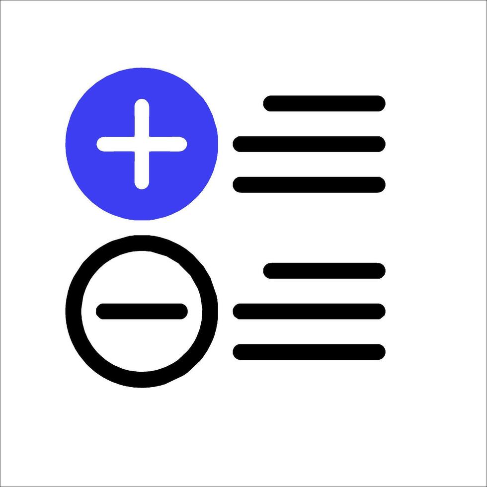 A circle with a plus sign and a circle with a minus sign vector