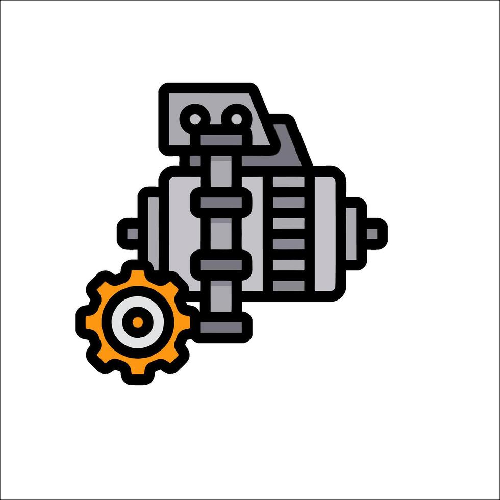 A gear wheel and a motor on a white background vector