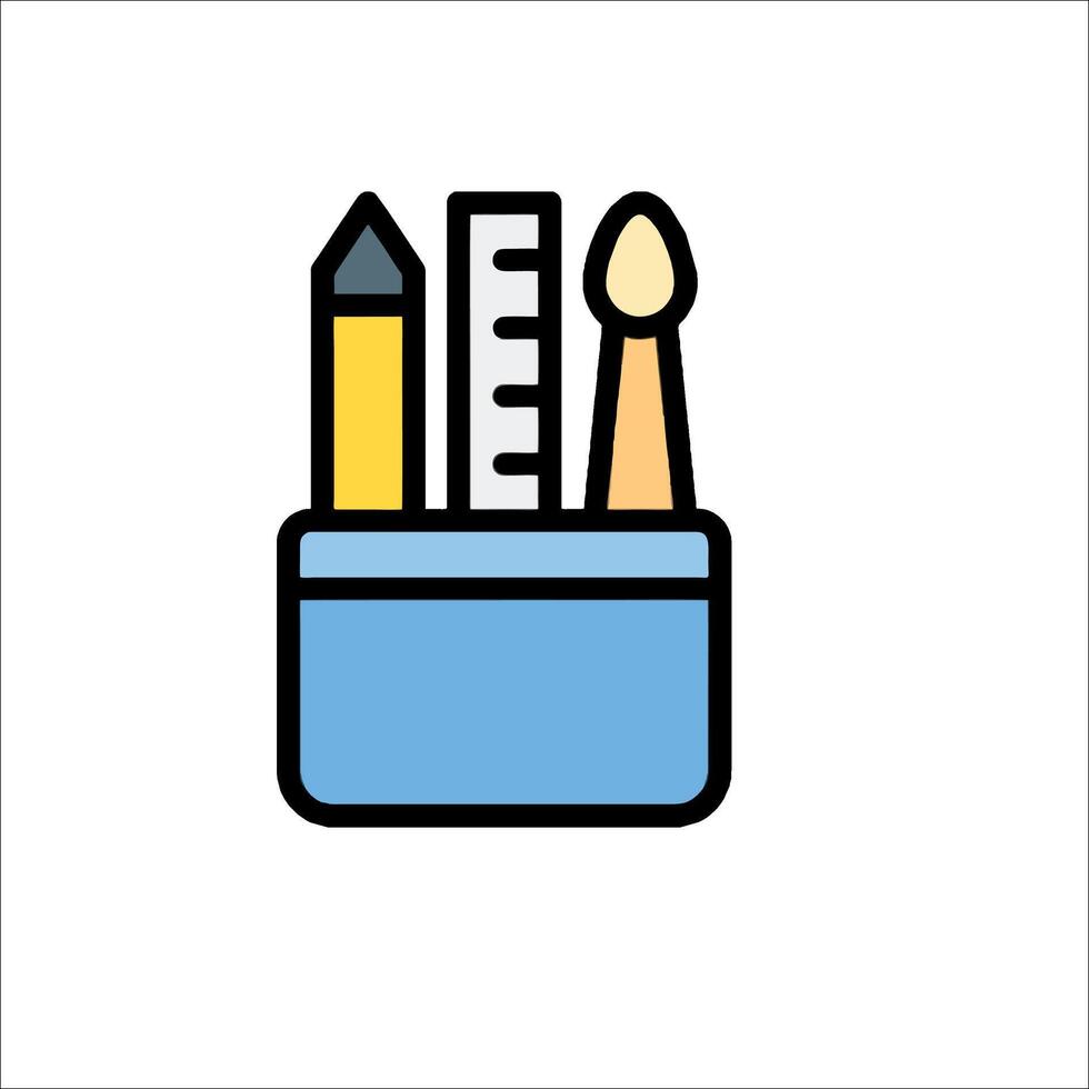 A pencil, ruler and pencil in a box vector