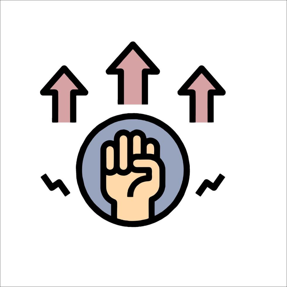 A hand with a fist in the middle of a circle vector