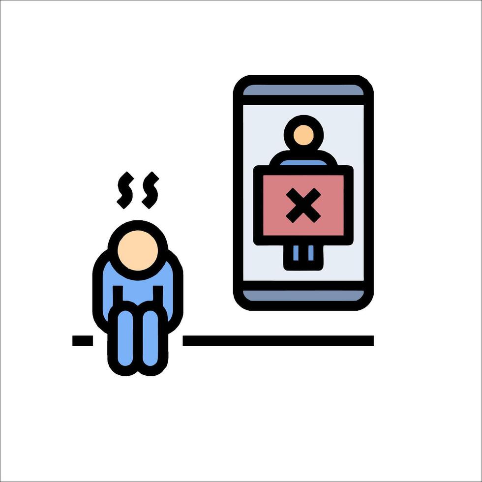 A man is sitting on the floor and looking at a phone vector