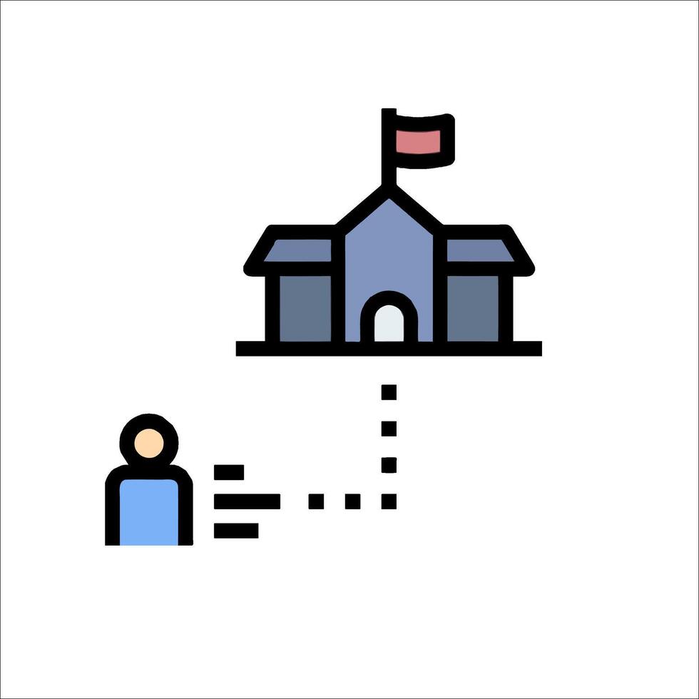 A person is standing next to a school building vector