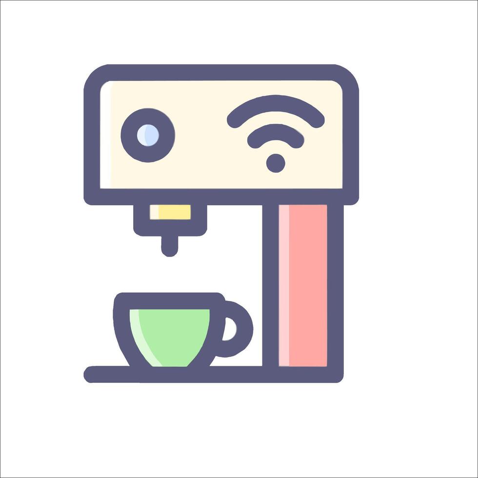 Coffee maker icon with wifi symbol vector
