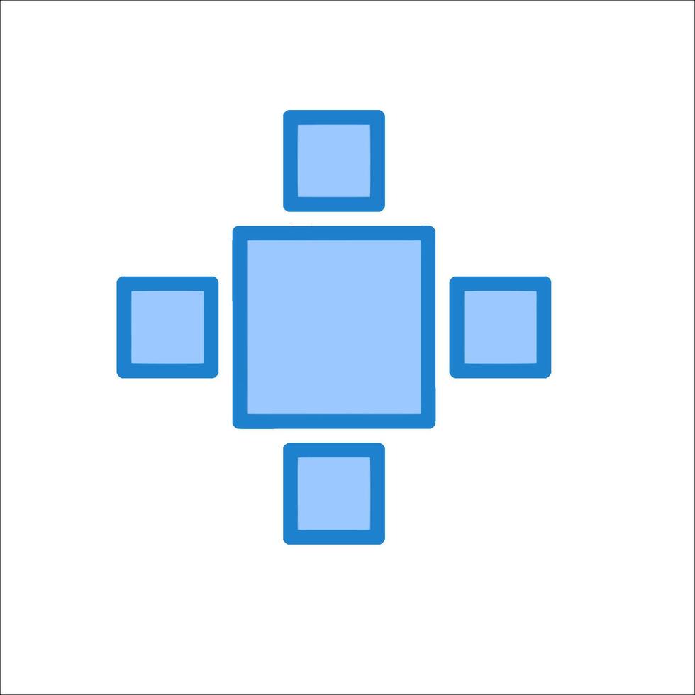 A blue square with four squares in it vector