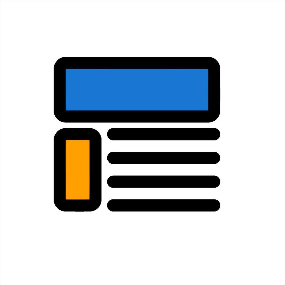 A newspaper icon with a blue and orange border vector