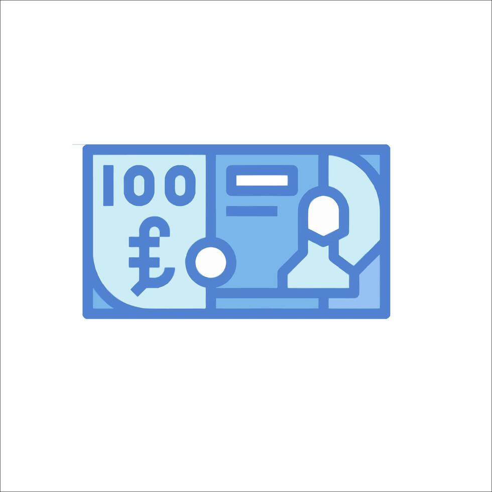 A blue and white icon of a bank note vector